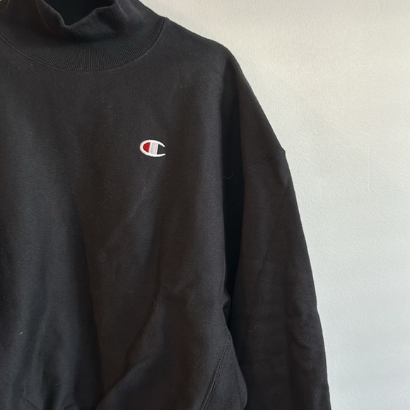 Champion Reverse Weave Crop Black Mock Neck - Picture 4 of 7